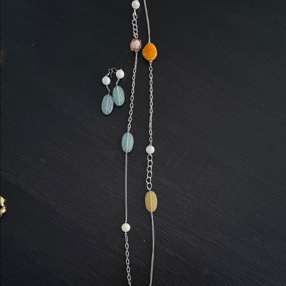Elegant Multi-Color Gemstone Necklace and Earring Set